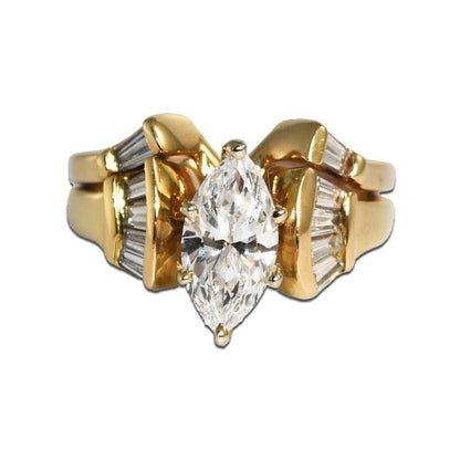 14K Yellow Gold Engagement Ring Set With 1.01Ct