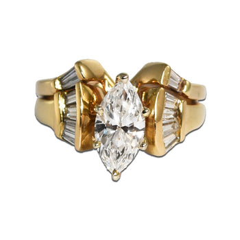 14K Yellow Gold Engagement Ring Set With 1.01Ct