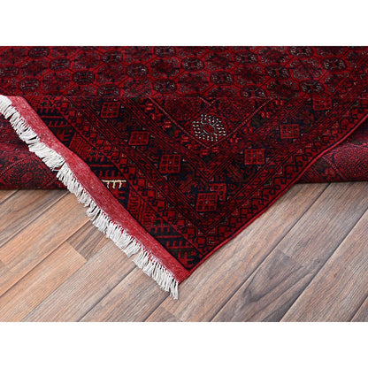 6'5"x9'5" Red Turkaman with Khoja Roshni Design Hand Knotted Soft Wool Rug