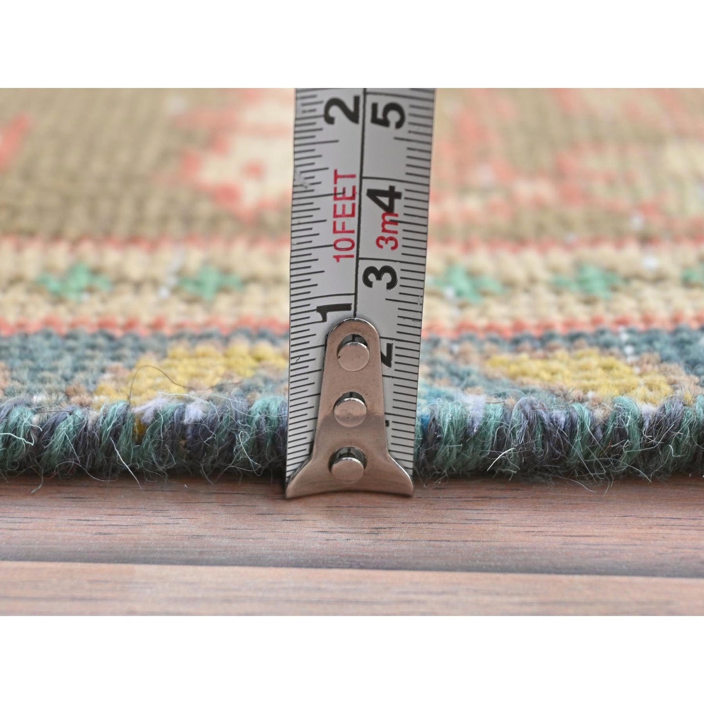 3'X10'1" Taupe Worn Down Old Farsian Hand Knotted Wool Wide Runner Rug