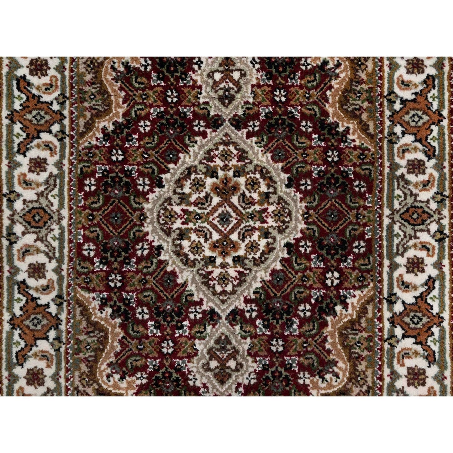 2'X3' Red Tebraz Mahi With Fish Design Soft Wool Hand Knotted Mat Rug