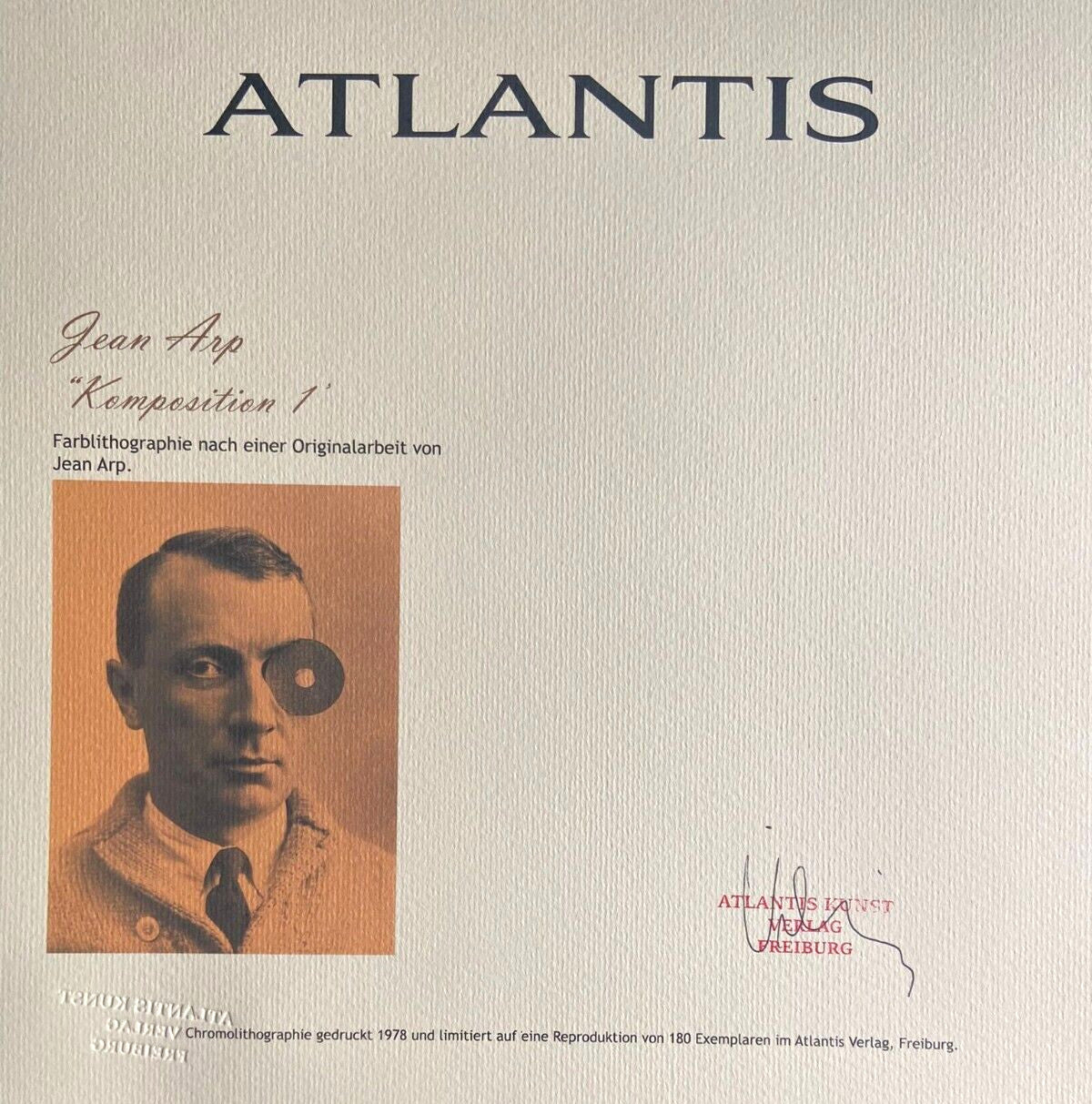 Jean Hans Arp Lithograph 1978 180 Ex. (Le Corbusier Man Ray Marcel Duchamp)