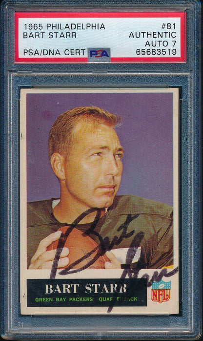 Bart Starr Hof Signed 1965 Philadelphia Card #81