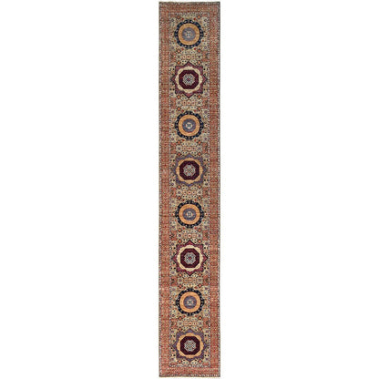2'7"X15'10" Brown Hand Knotted Wool Mamluk Dynasty Xl Runner Oriental Rug