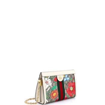 Gucci Ophidia Chain Shoulder Bag Flora Gg Coated Canvas Small