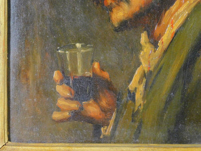 Romana Arregui Oil Painting Portrait Man with Wine Glass F3 Spanish Bilbao