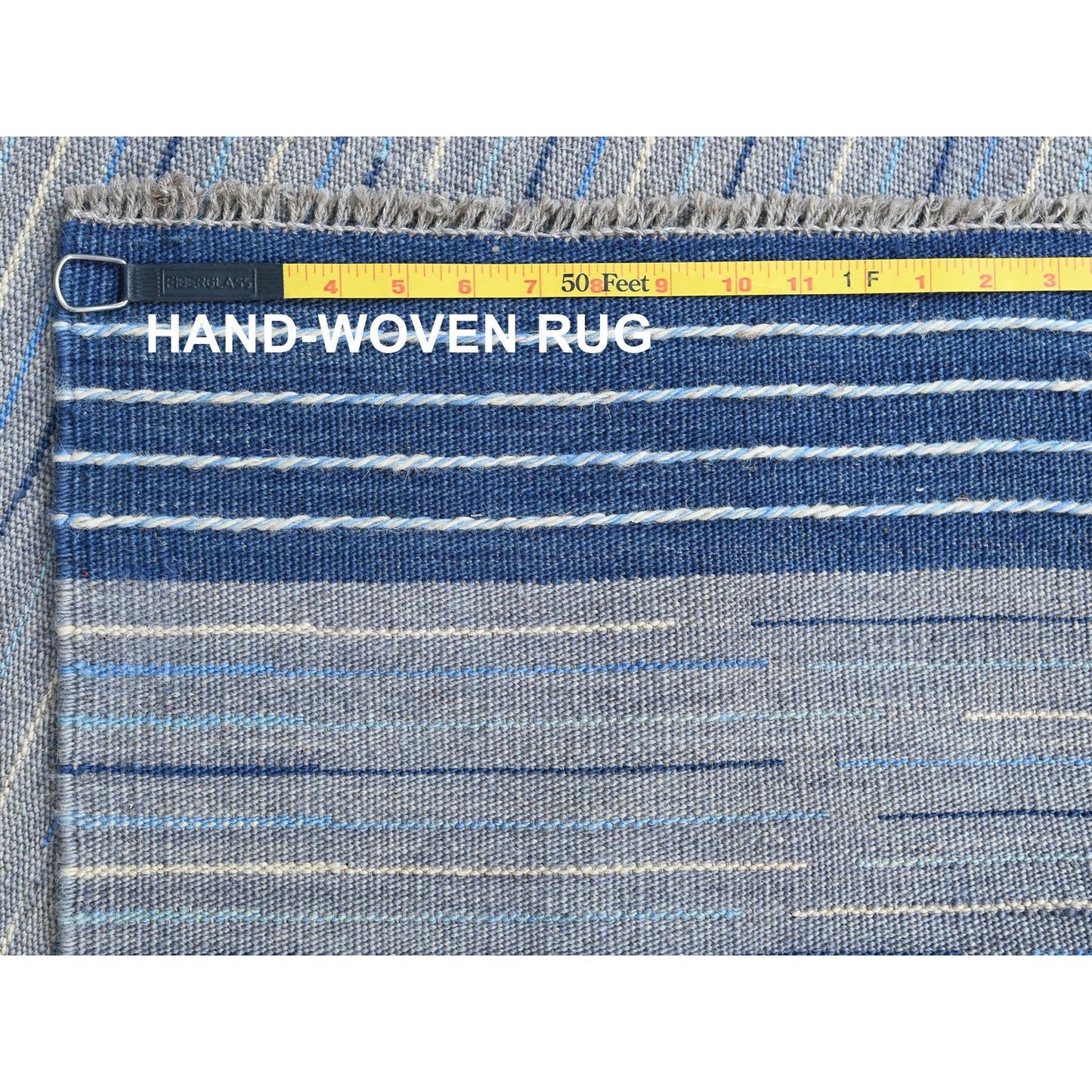 6'4"X9'1" Flat Weave Nomadic Stripe Design Kilim Hand Woven Rug