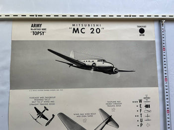 Wwii 1943 Us Navy Aircraft Recognition Poster Mitsubishi Mc-20 Topsy Transport