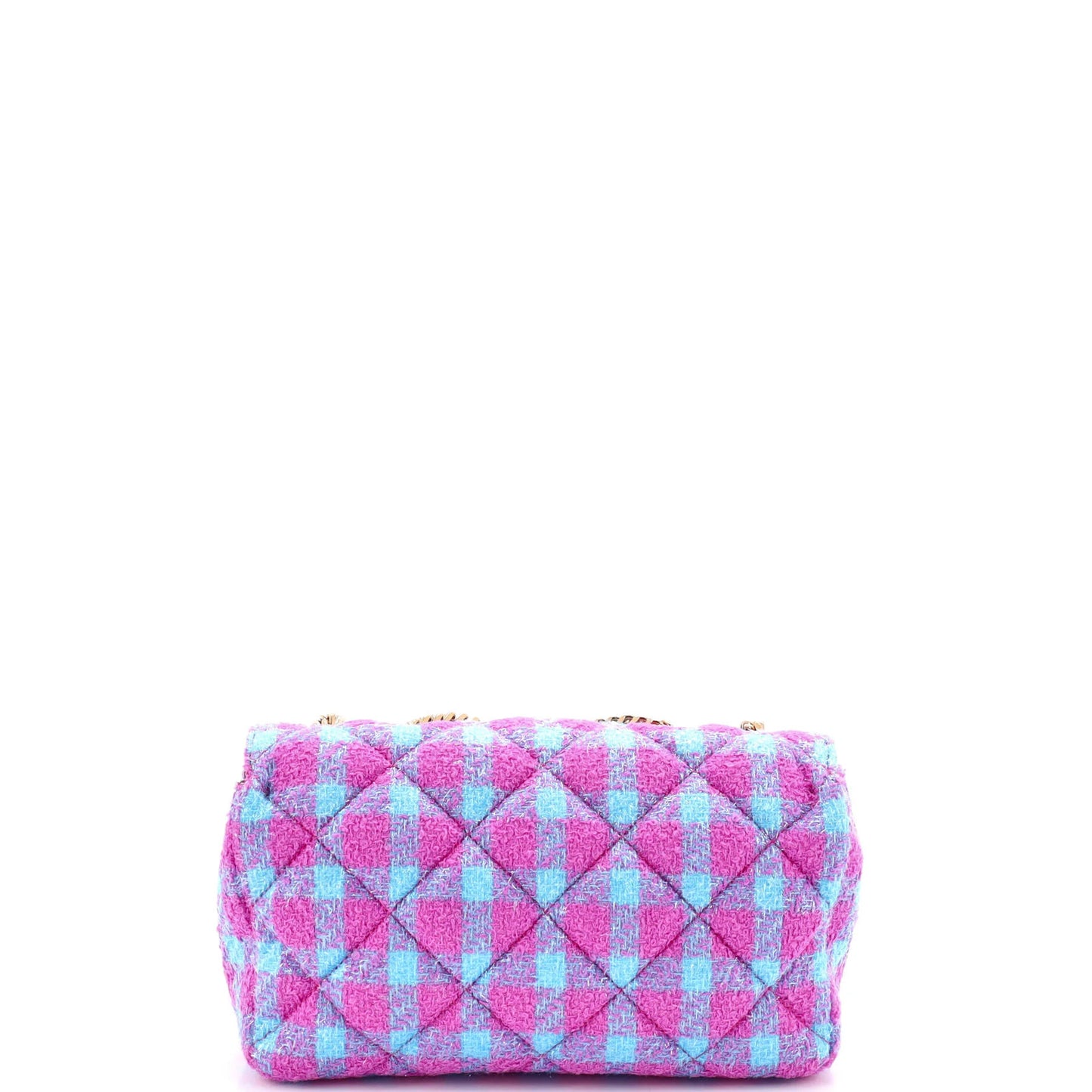 Versace Medusa Icon Chain Flap Bag Quilted Tweed East West