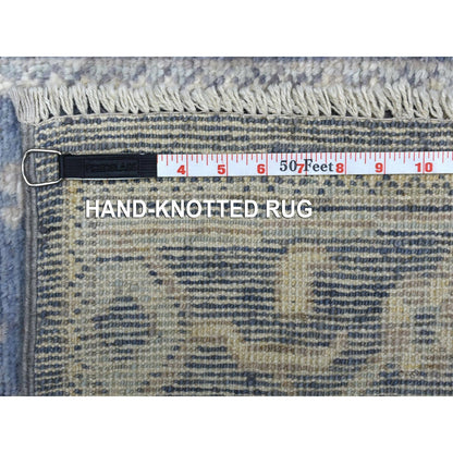 2'7"X11'5" Charcoal Gray Afghan Angora Ushak Hand Knotted Wool Runner Rug