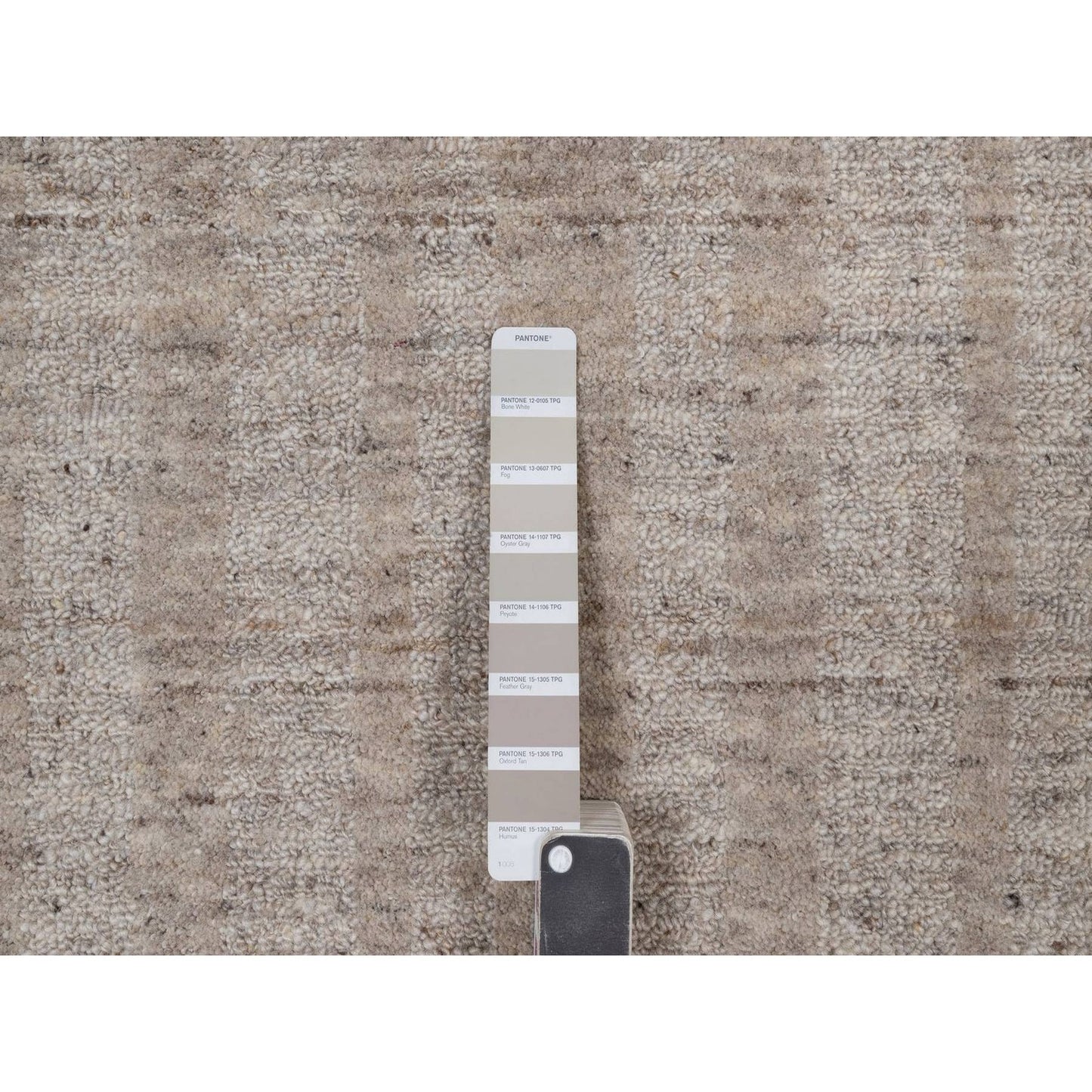 10'X14' Light Brown Vertical Stripes Design Hand Loomed Natural Wool Rug