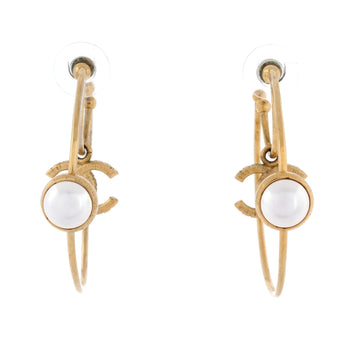 Chanel Cc Creoules Double Hoop Earring Earrings Metal With Faux Pearl