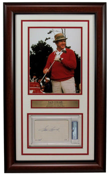 Sam Snead World Golf Hof Signed 3X5 Index Card Photo Collage Framed Psa/Dna 0896