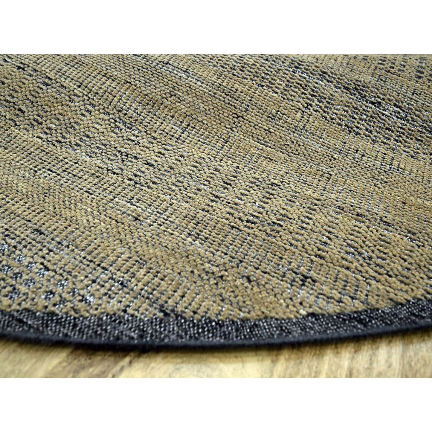 10'X10' Brown Pure Wool Rug Hand Knotted Distressed Grass Design Round