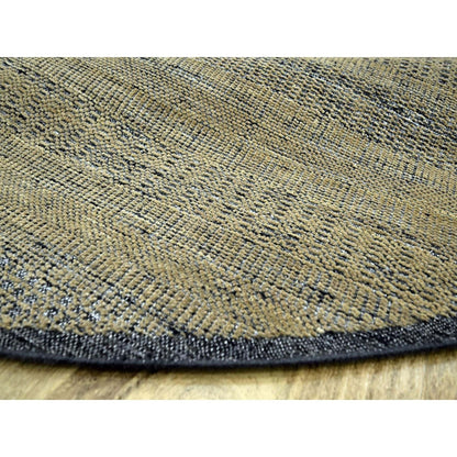 10'X10' Brown Pure Wool Rug Hand Knotted Distressed Grass Design Round