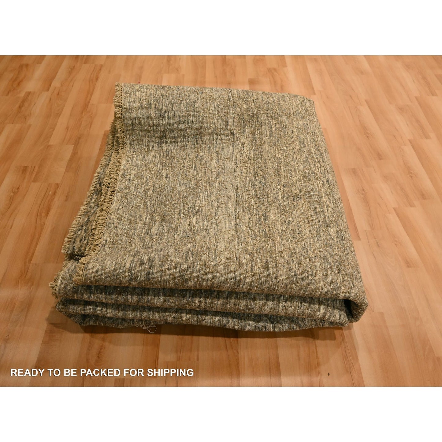 7'6"X10' Brown Modern Grass Design Undyed Natural Wool Hand Knotted Rug