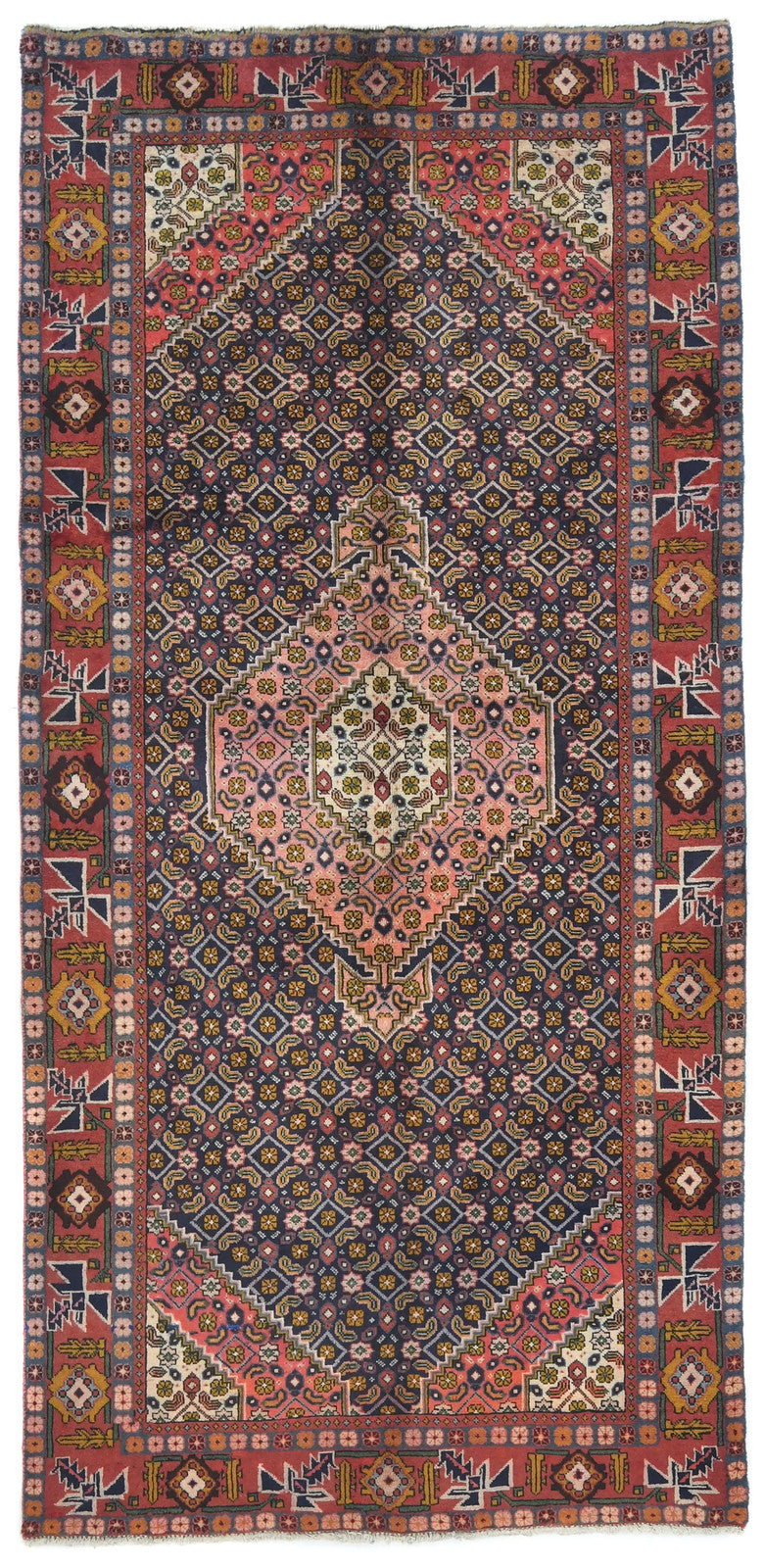 Hand-knotted oriental carpet 5x9 ft tribal geometric style decor