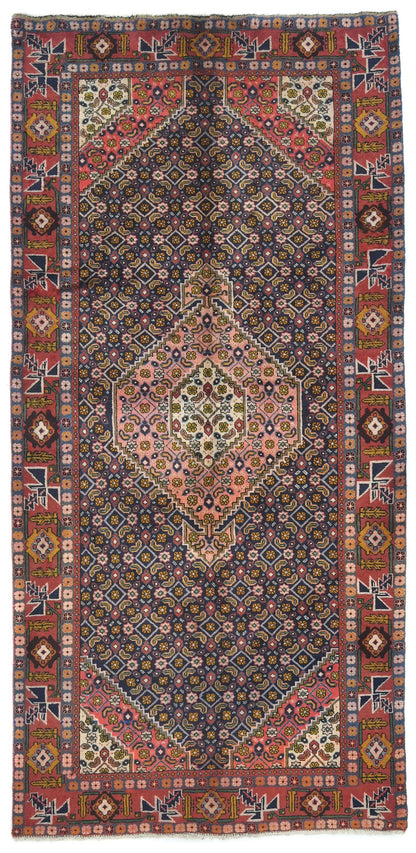 Hand-knotted oriental carpet 5x9 ft tribal geometric style decor
