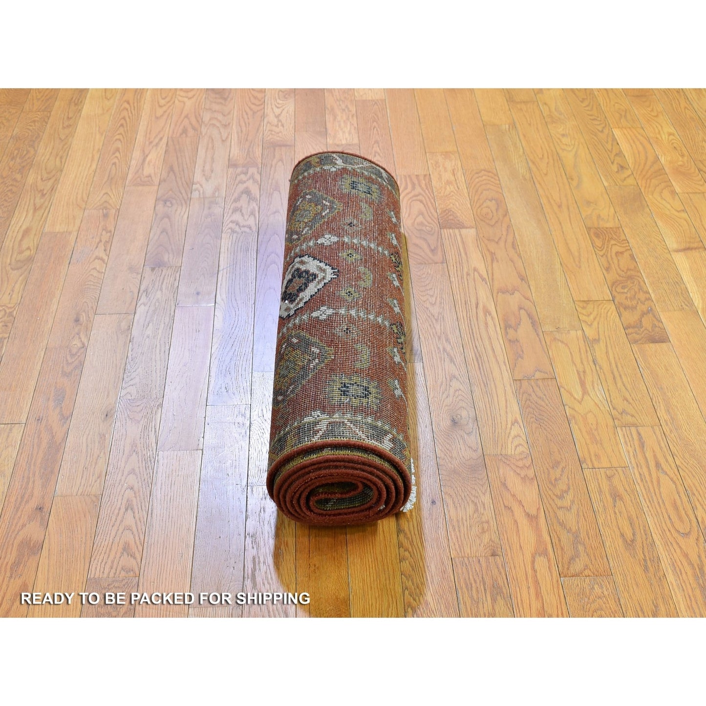 3'2"X10' 100% Wool Repetitive All Over Design Handknotted Wide Runner Rug