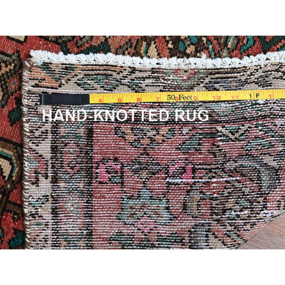 2'7"X9'1" Red Vintage Zoroastrian Khamadan Hand Knotted All Wool Runner Rug