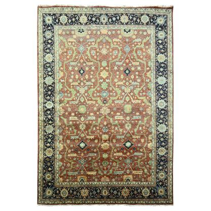 10'X13'10" Rust Red Heris All Over Design Hand Knotted 100% Wool Rug