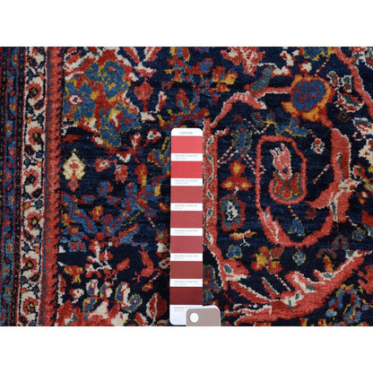 4'7"X6'9" Navy Antique Zoroastrian Mustaffi Design Wool Hand Knotted Rug