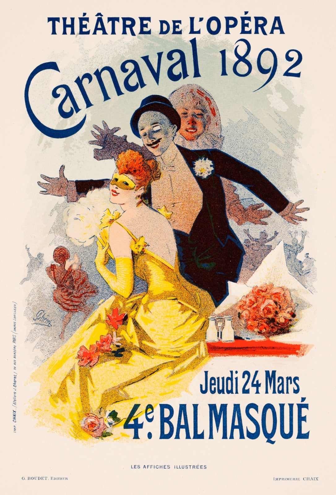 Chret  Carnaval 1892 Opra  Original 1896 Chaix Lithograph  Les Affiches Ill