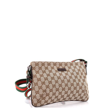 Gucci Web Strap Messenger Bag Gg Canvas Small
