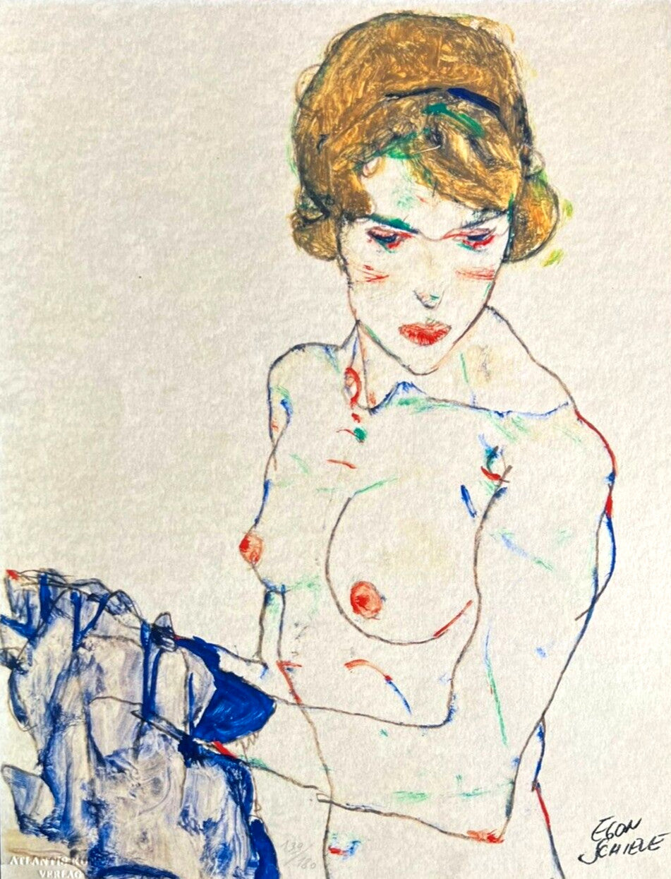 Egon Schiele, Lithograph From An Painting Coa Signed In Pen Numbered