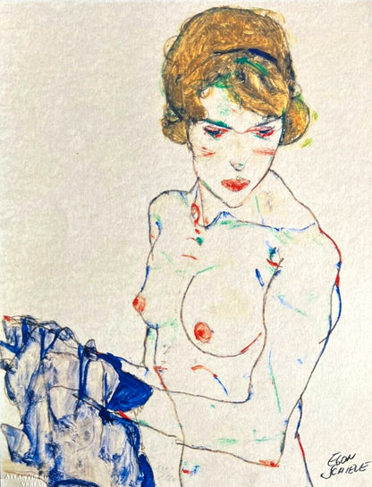 Egon Schiele, Lithograph From An Painting Coa Signed In Pen Numbered