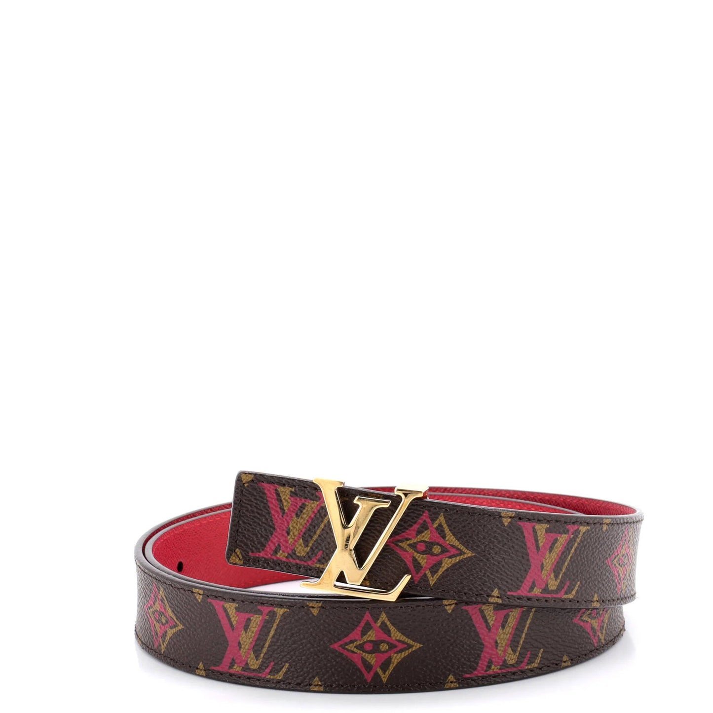 Louis Vuitton Lv Initiales Reversible Belt Rainbow Monogram And Leather Thin
