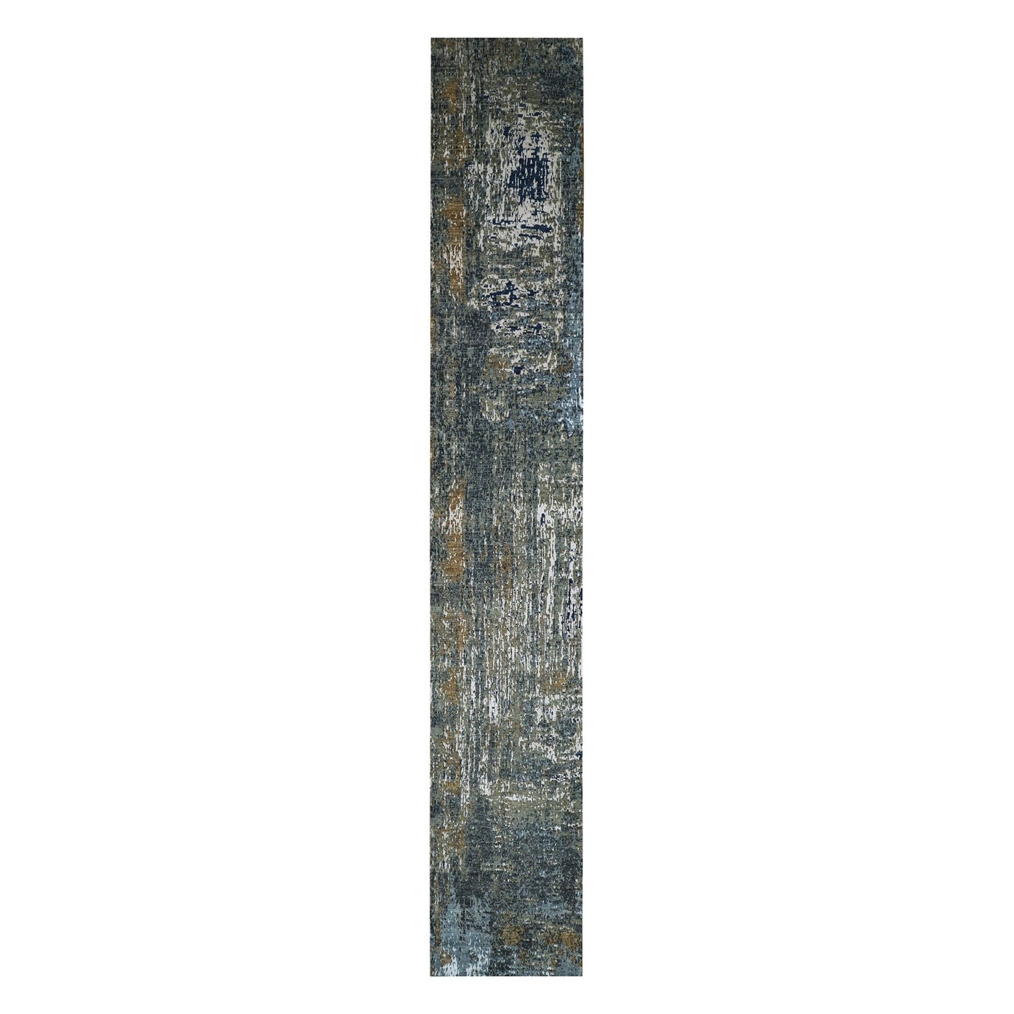2'6"X20' Gray Soft Wool Hand Knotted Abstract Design Xl Runner Rug