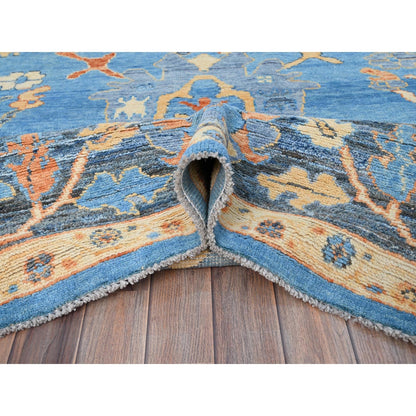 9'4"X12'4" Norse Blue Pure Wool Densely Woven Hand Knotted Oriental Rug