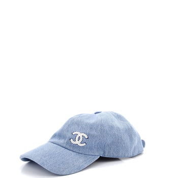Chanel Cc Baseball Cap Sequin Embellished Denim