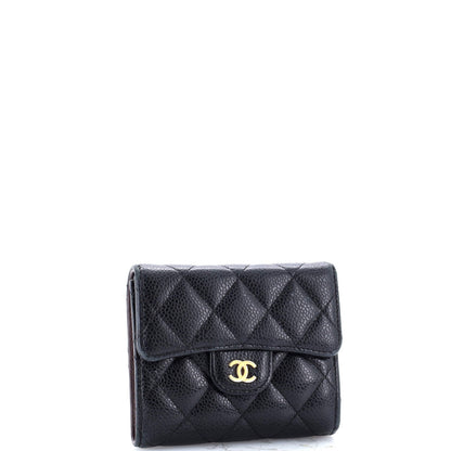 Chanel Cc Compact Classic Flap Wallet Quilted Caviar