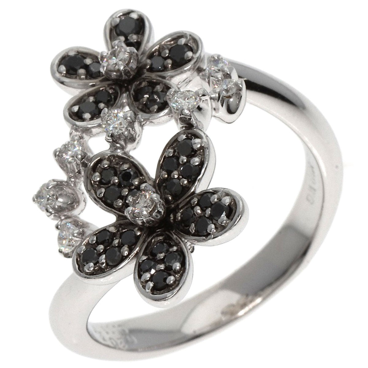 Gold Ponte Vecchio Flower Diamond Black Diamond Ring K18 White