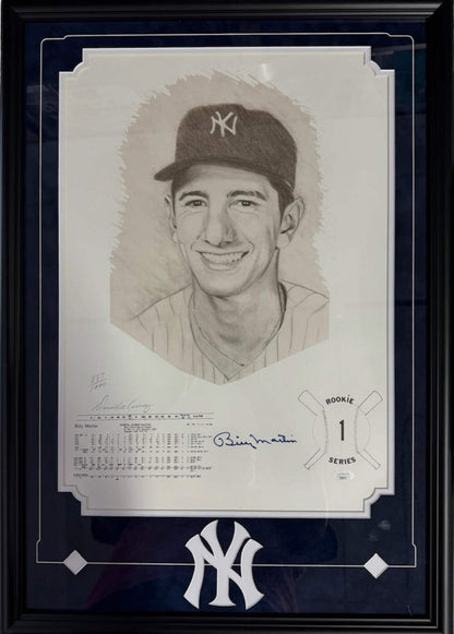 Billy Martin Autographed Framed 21 X 28 David Cooney Lithograph #887/1000