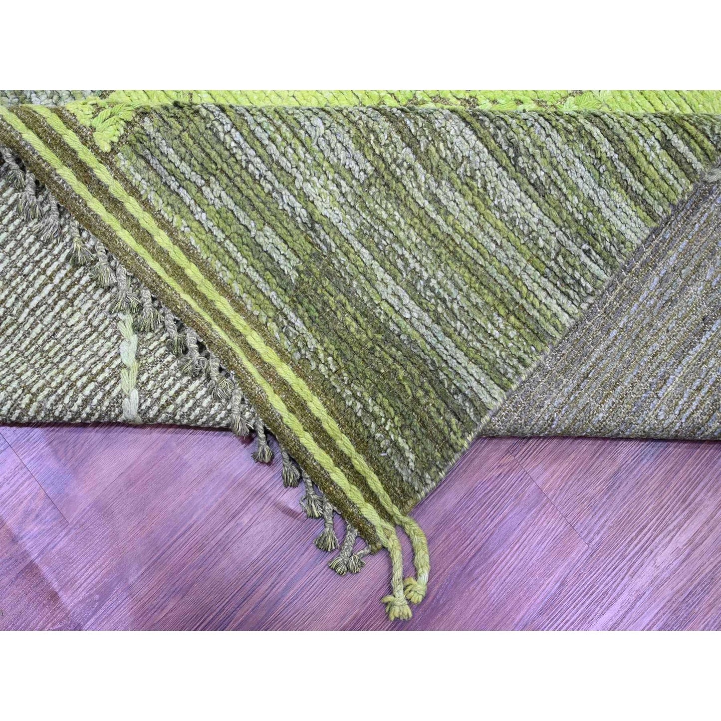 11'7"X14'8" Green Modern Swedish Design And Weave Wool Hand Knotted Rug