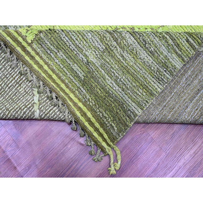 11'7"X14'8" Green Modern Swedish Design And Weave Wool Hand Knotted Rug