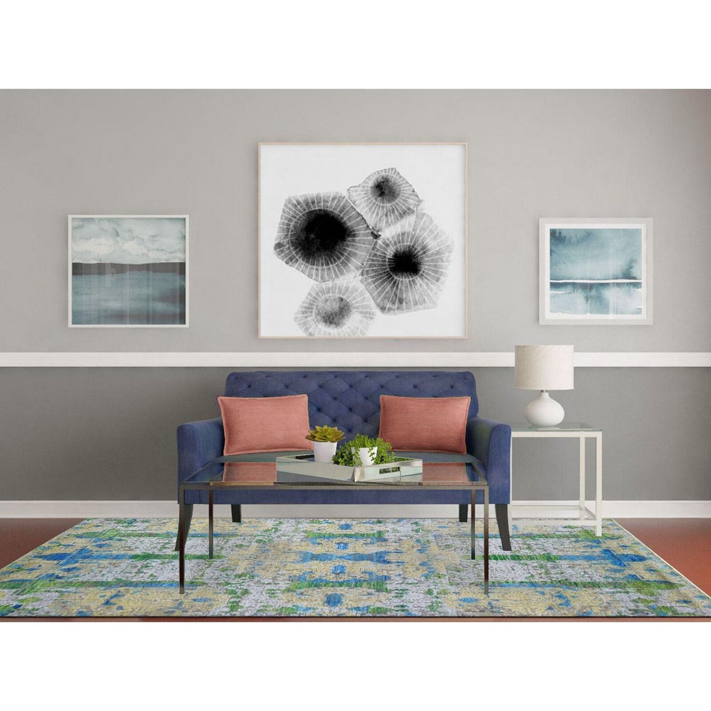 6'X9'4" Jewellery Design Sari Silk With Wool Colorful Hand Knotted Rug