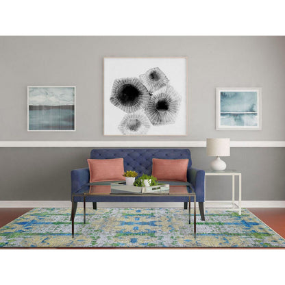 6'X9'4" Jewellery Design Sari Silk With Wool Colorful Hand Knotted Rug