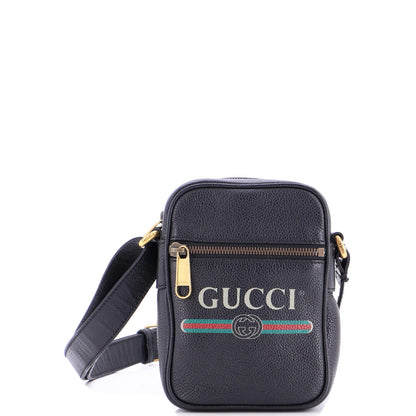 Gucci Logo Zip Messenger Bag Printed Leather Mini