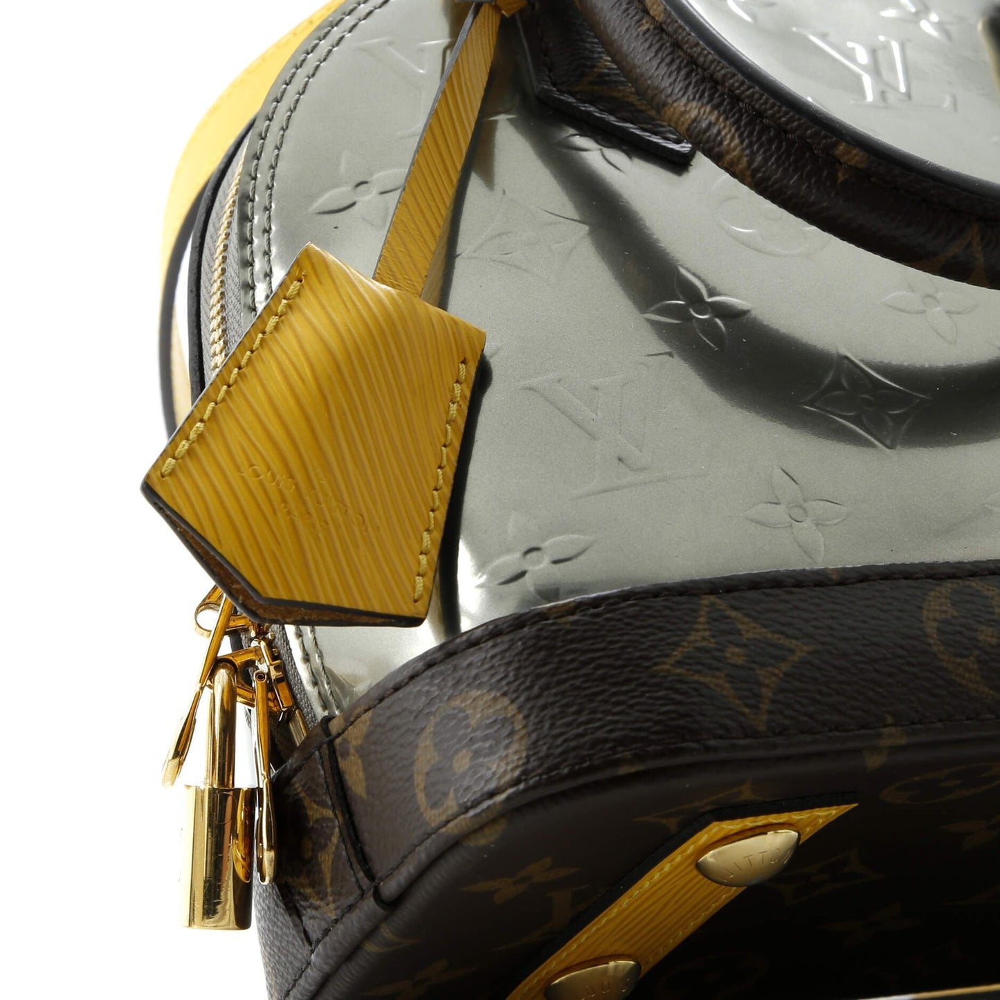 Louis Vuitton Alma Handbag Limited Edition Metallic Monogram Vernis And Monogram