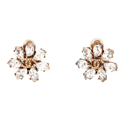 Chanel Cc Floral Cluster Clip-On Earrings Metal And Crystals