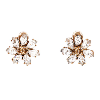 Chanel Cc Floral Cluster Clip-On Earrings Metal And Crystals