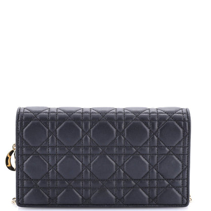Christian Dior Lady Dior Wallet On Chain Pouch Cannage Quilt Lambskin Long