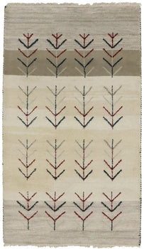 Carpet 3X5 ft Multicolor Striped Tribal Indo-Gabbeh Oriental Rug Small Entryway