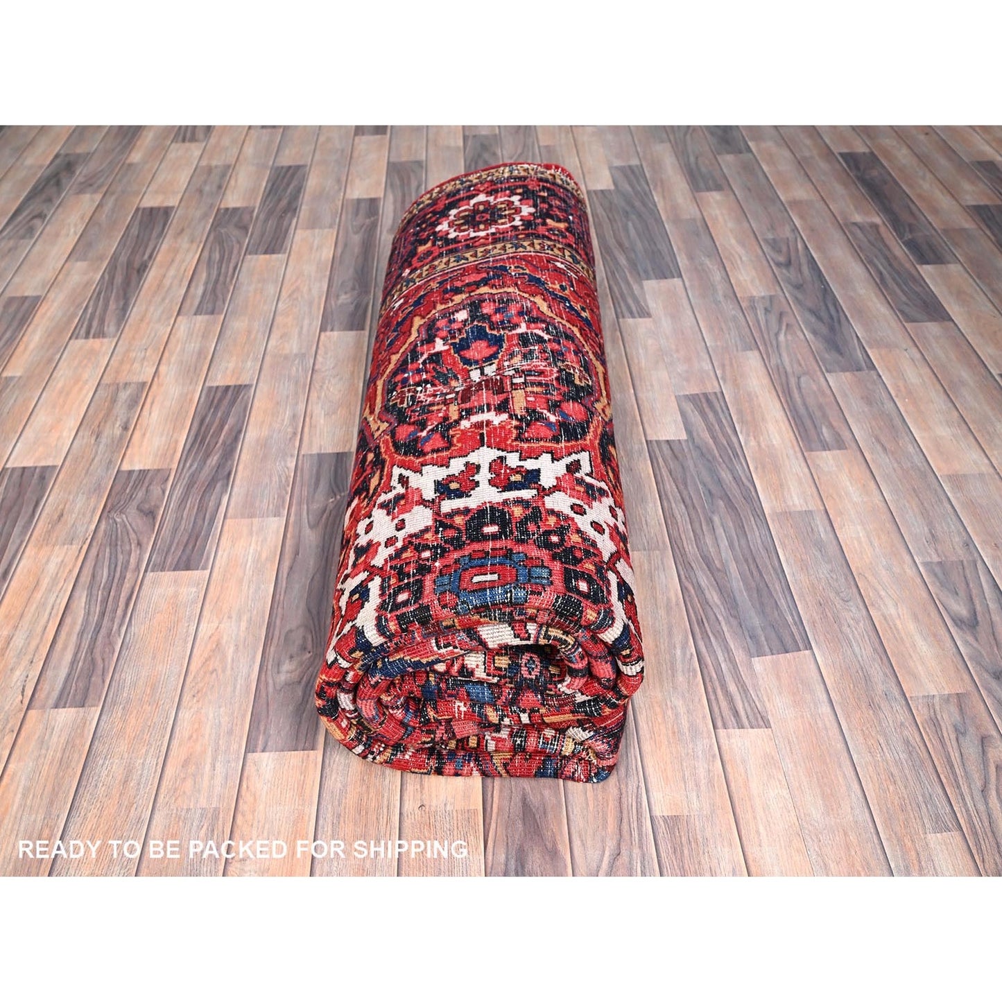 7'10"X10'8" Red Natural Wool Hand Knotted Zoroastrian Antique Heris Rug