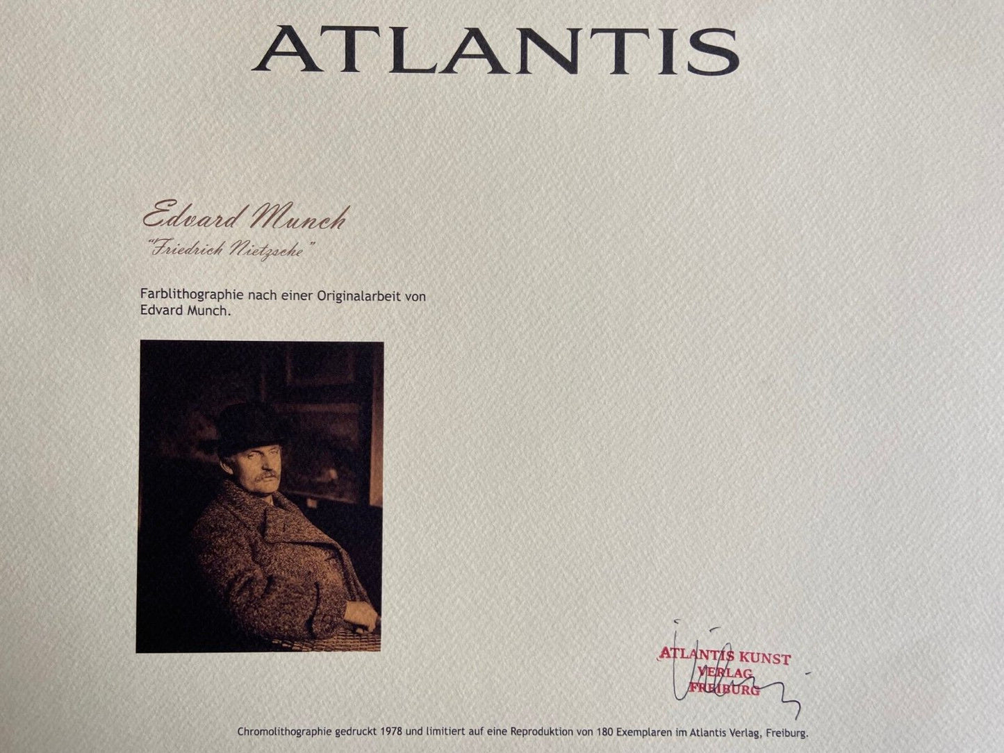 Edvard Munch "Friedrich Nietzsche" Signed Coa