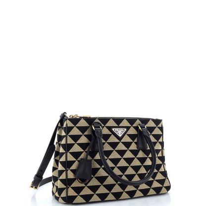 Prada Symbole Galleria Double Zip Tote Jacquard Small